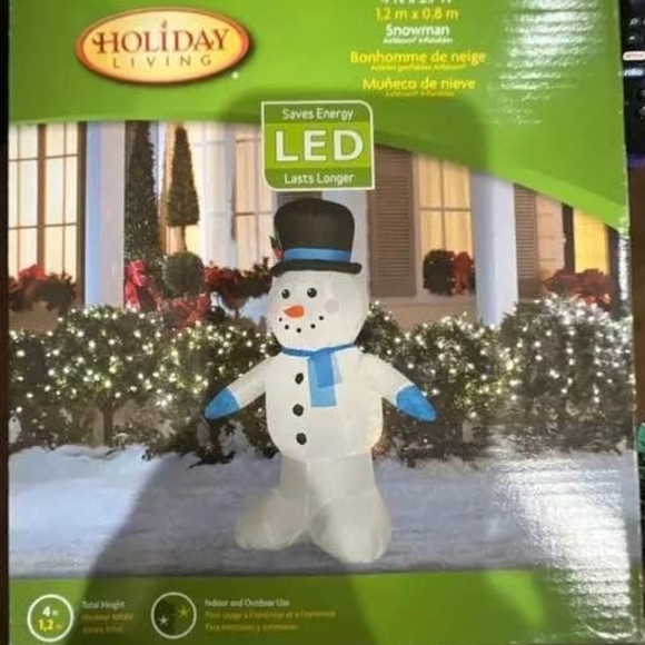 White and Blue LED Snowman Holiday Decor - Picture 1 of 3